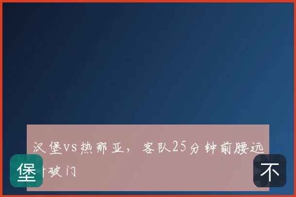 汉堡vs热那亚，客队25分钟前腰远射破门